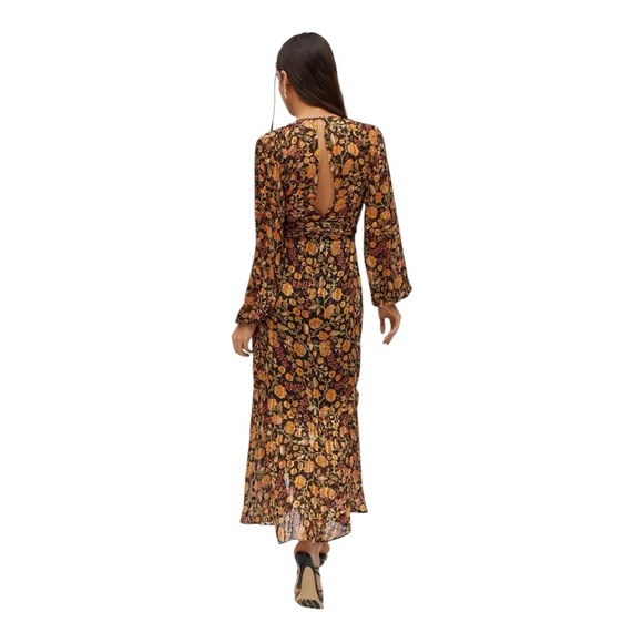 MINKPINK Feeling Bold Mido Dress Black Red Gold High Low Party Sz S Long Sleeve - Picture 3 of 12